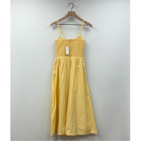 NWT Abercrombie & Fitch Sydney Smocked Drop Waist A-Line Midi Dress Yellow Small - Picture 6 of 10